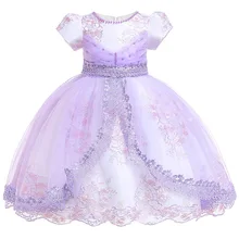 Новое платье Новогоднее праздничное платье принцессы с короткими рукавами и вышивкой милое детское платье милое платье