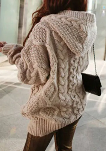 2019 Winter Fashion One Size Cable Knit Long Cardigan
