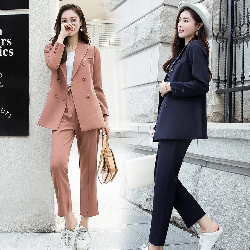

Women sweatsuits sets Spring and Autumn New style solid color office ladies business professional OL uniform two-piece suit