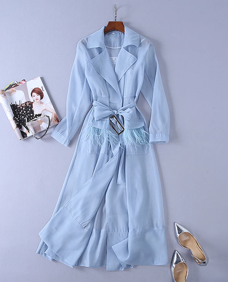 HIGH STREET Новая мода летнее дизайнерское подиумное Платье женское элегантное перспективное перьевое кружевное платье с поясом серое синее платье