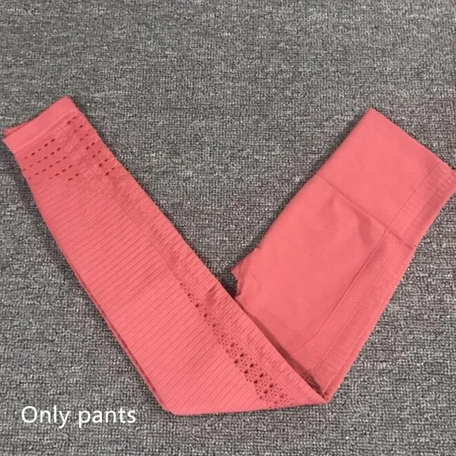 Energy бесшовный комплект для йоги Женская одежда для фитнеса спортивная одежда женские леггинсы для спортзала мягкий пуш-ап спортивный бюстгальтер с бретельками сексуальный спортивный костюм - Цвет: Red Pants