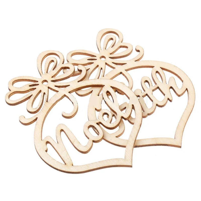 10Pcs/lots  MDF Wooden Christmas Hanging Tags Embellishments Craft Ornaments Tree Decor