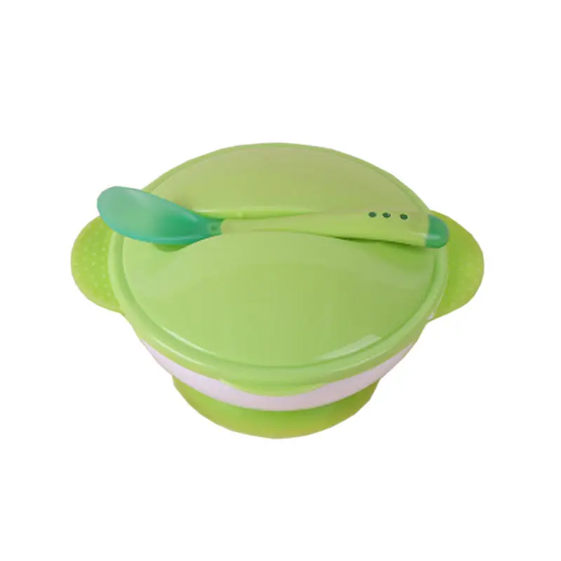 

Toddler Baby Kids Feeding Non-slip Two-handed Sucker Bowl Spoon Tableware Kit Thermal Pellet Discoloration spoon