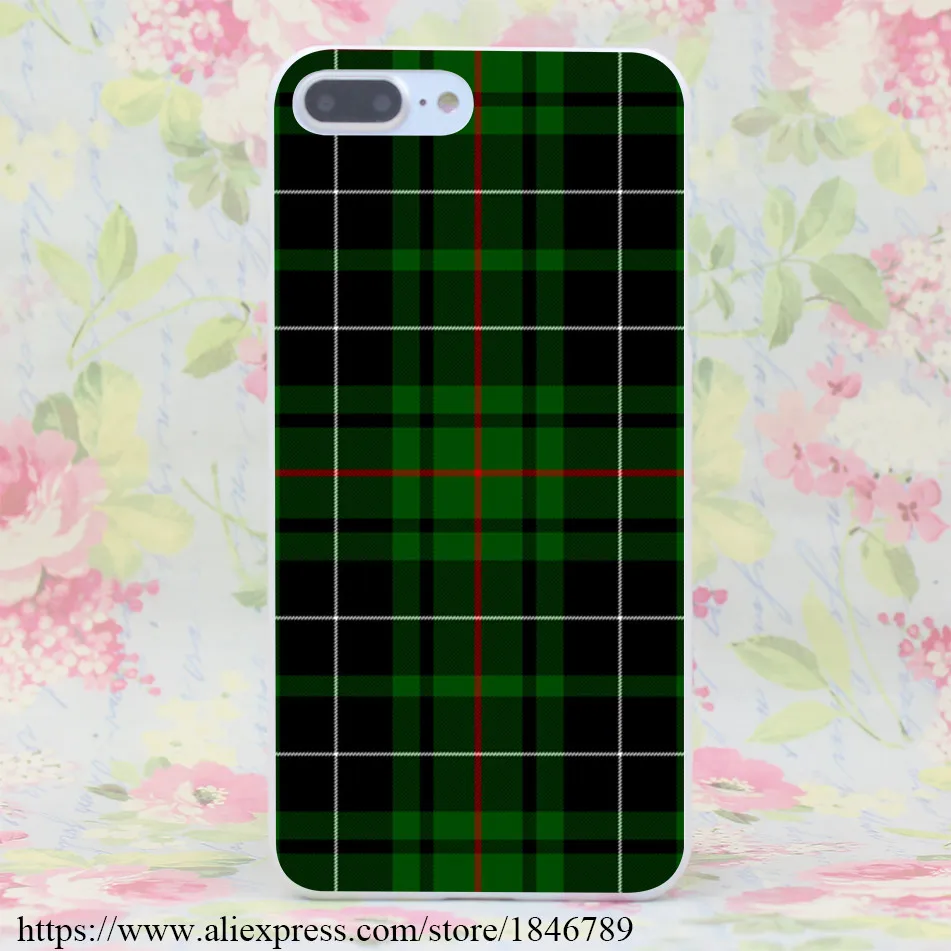656J Green and Red Scottish font b Tartan b font Hard White Cover for iPhone 7