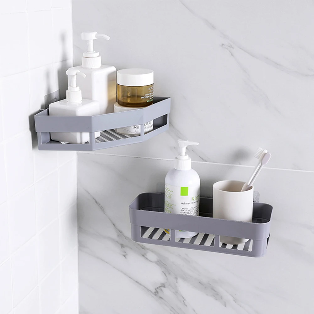 

1PC Shower Gel Shampoo Organizer Basket Bathroom Shelf Adhesive Storage Rack Corner Holder Home Decoration Bathroom Accessories