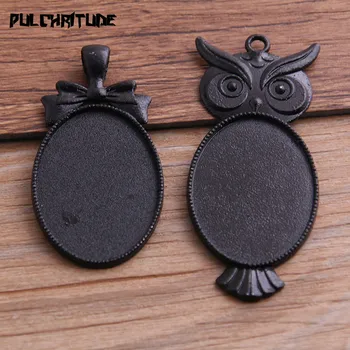 

2pcs 25*35mm Inner Size Mix 2 Style Black Classical Style Owal Cabochon Base Setting Charms Pendant P6595