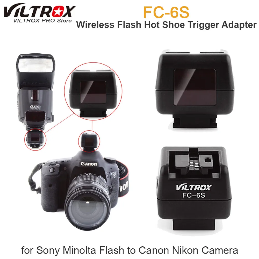 Viltrox FC 6S HotShoe беспроводной контроллер вспышки оптический ведомый триггер адаптер