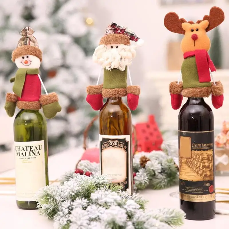 Рождественский Санта-Клаус, олень, винная бутылка, набор, герметик, мультяшная Рождественская пробка, подарок для дома, рождественские вечерние украшения для вина