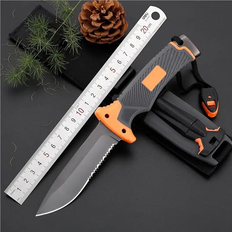 

Oem Tactical Compact Scout Hunting Fixed Knife 57HRC 10" Outdoor Camping Survival Knives Multi Tool Serrated & Fine Edge