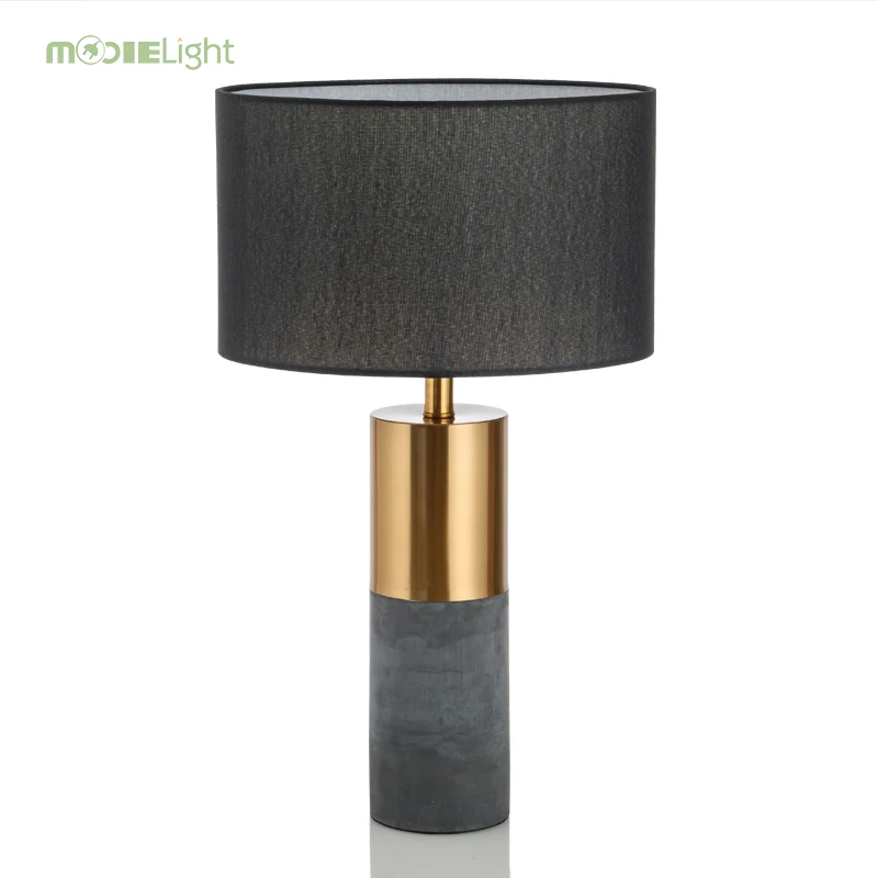 concrete and brass table lamp