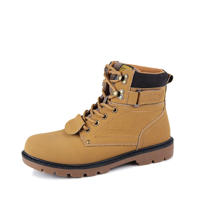 KOZLOV/зимние мужские армейские ботинки с мехом; кожаная обувь; итальянский модный дизайн; мужские ботинки для охоты; botas hombre; размера плюс; Bot - Цвет: yellow without fur