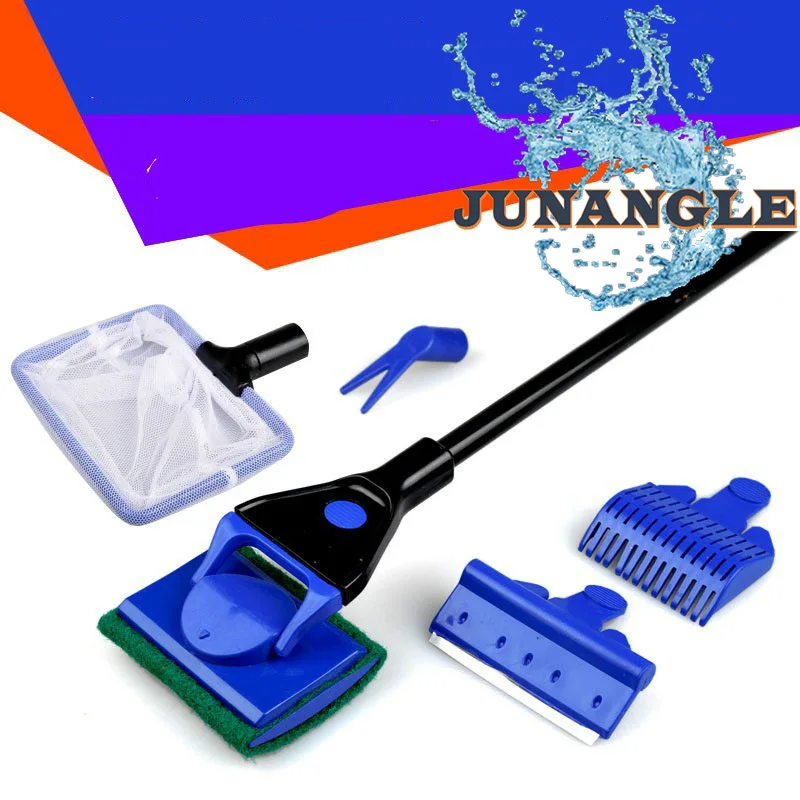 Aquarium Fish Tank Cleaning Tool Brush Long Handle Telescopic Five in One Clean Accessories | Дом и сад