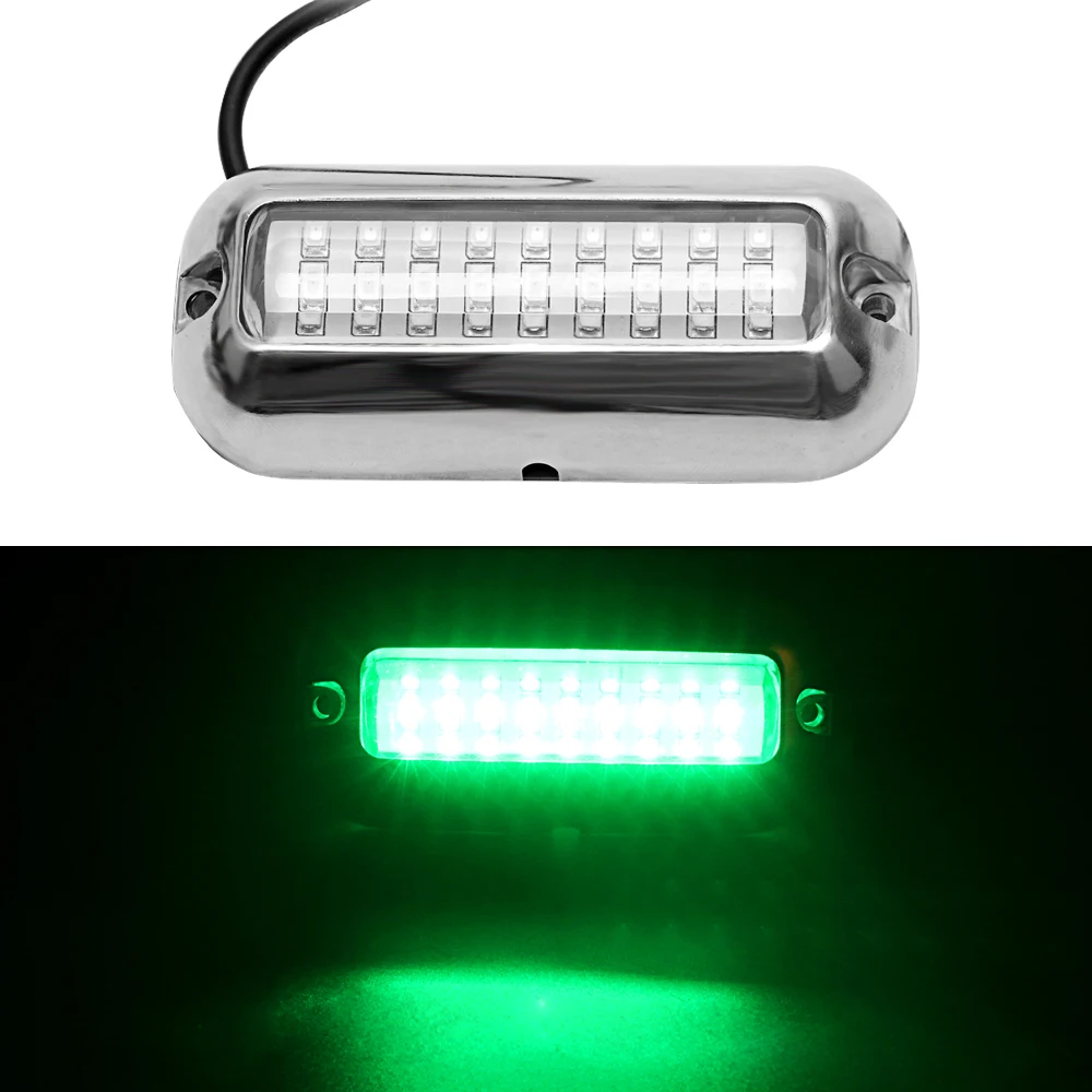 27/42 LED Underwater Fishing Light 12V Boat Transom Night Light Water Landscape Lighting for Marine boat accessories marine - Цвет: 27 LED Green