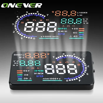 

5.5" Vehicle-Mounted Car Hud Head Up Display Obd Ii 2 Speed Warning System Fuel Consumption Plug&Play Overspeed Display Car HUD