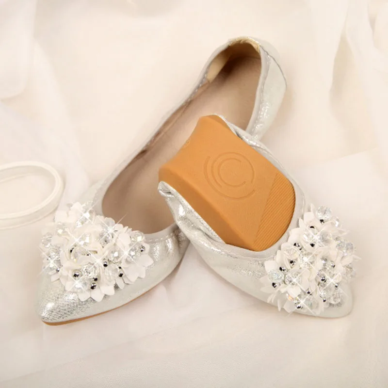 

Women Flower Flats Women Pointed Toe Ballet Flats heel Women Wedding Shoes Fashion Casual Weeding falt Shoes