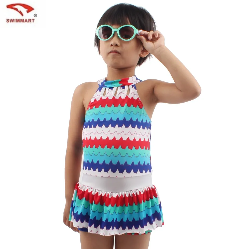 SWIMMART KS016 Детские купальники для девочек в возрасте 8-12 есть милый консервативный в полоску Мягкие Купальники