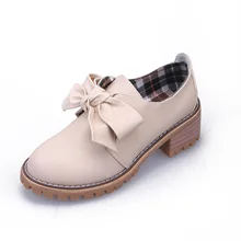 Модные женские оксфорды в британском стиле; сезон весна-осень; кожаные туфли с бантом на толстом каблуке; большие размеры; sapato feminino; Новинка года
