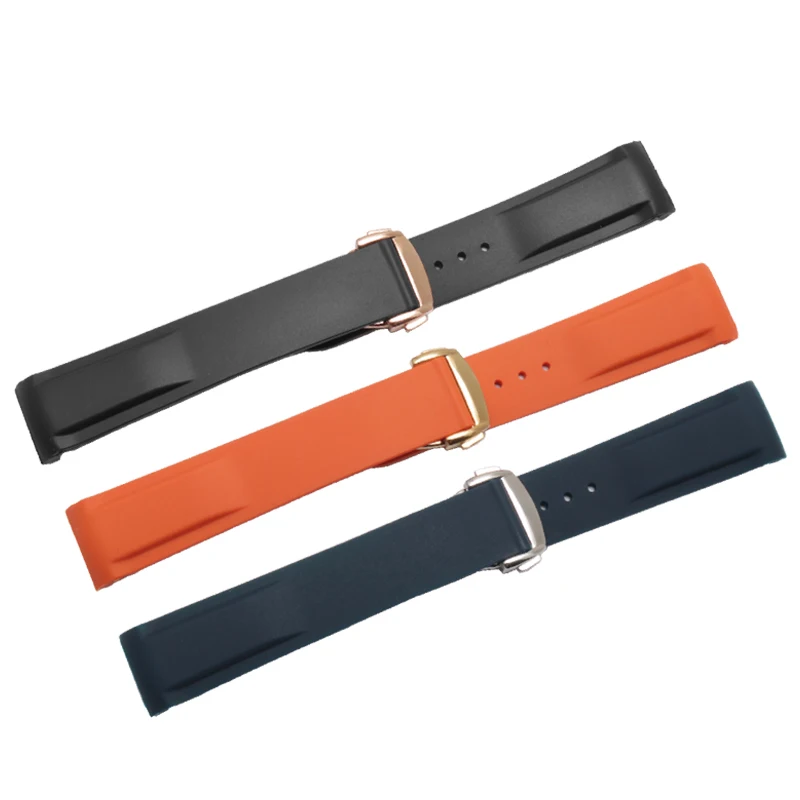 

20mm 22mm soft silicone watch band with folding buckle adapted to Omega ocean series waterproof rubber strap