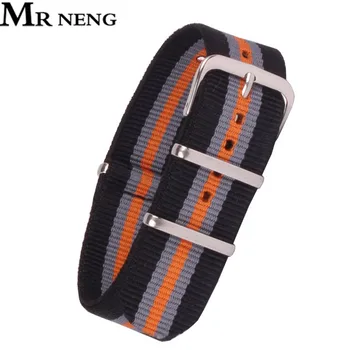 

MR NENG Brand Watchband (Black&Orange&Red&Blue&Black) Strap 24mm 22mm 20mm 18mm Nylon Strap NATO Watch Band 18-24 mm