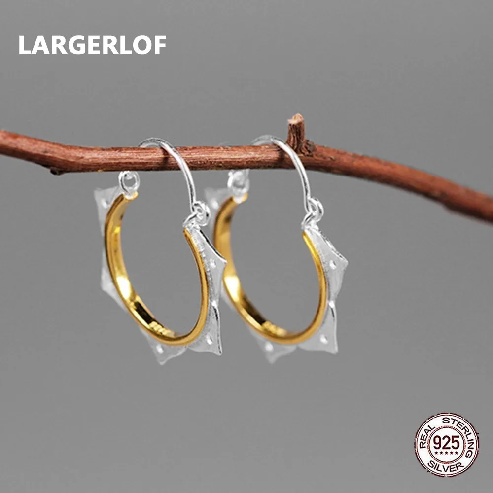 LARGERLOF Real 925 Silver Earrings Jewelry Hoop Feather Fine Jewelry Handmade Vintage Earrings For Women Eg491131 LARGERLOF Real 925 Silver Earrings Jewelry Hoop Feather Fine Jewelry Handmade Vintage Earrings For Women Eg491131