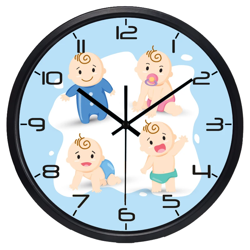 Hot Brand Baby Room Decoration Wall Clock Personality Metal Quartz
