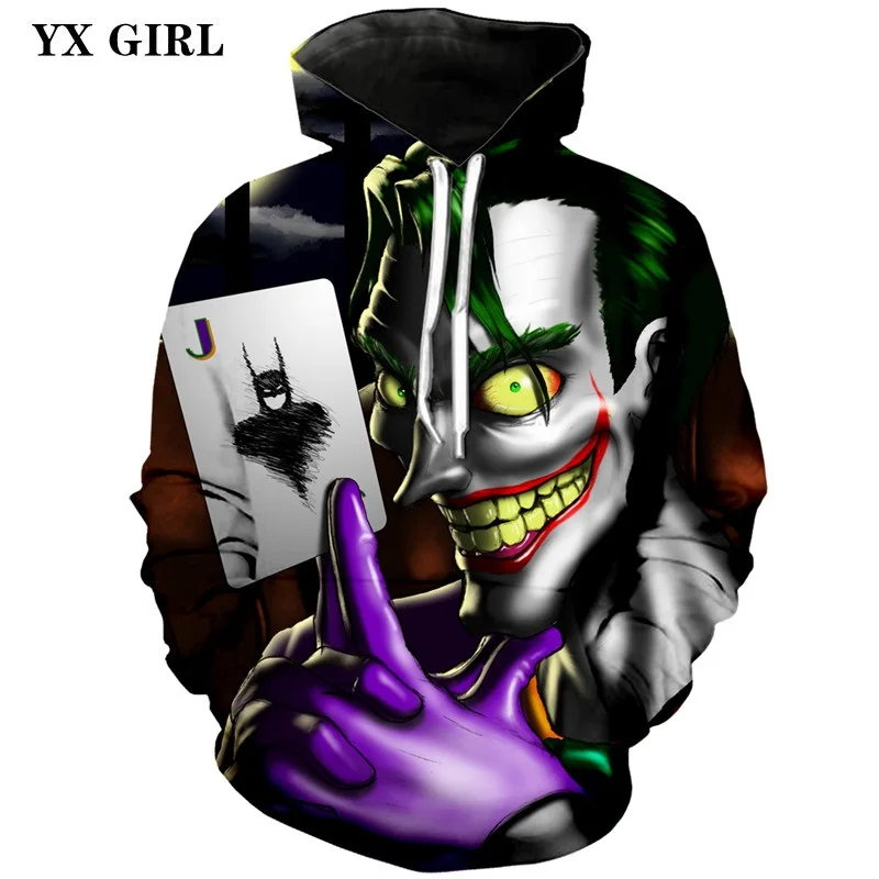 

3D Funny Suicide Squad Joker Poker Mens Hoodies Sweatshirt With Hat Pocket Men Autumn Spring Tracksuit Pullover Dropshipping