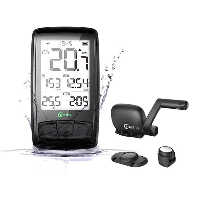 Wireless Bicycle Bike Speedometer Tachometer Cadence + Speed Sensor Weather SETB with Bluetooth