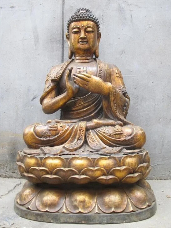 

shitou 002096 27"Tibet Buddhism Classical Bronze Copper carve Sakyamuni Maitreya Buddha statue