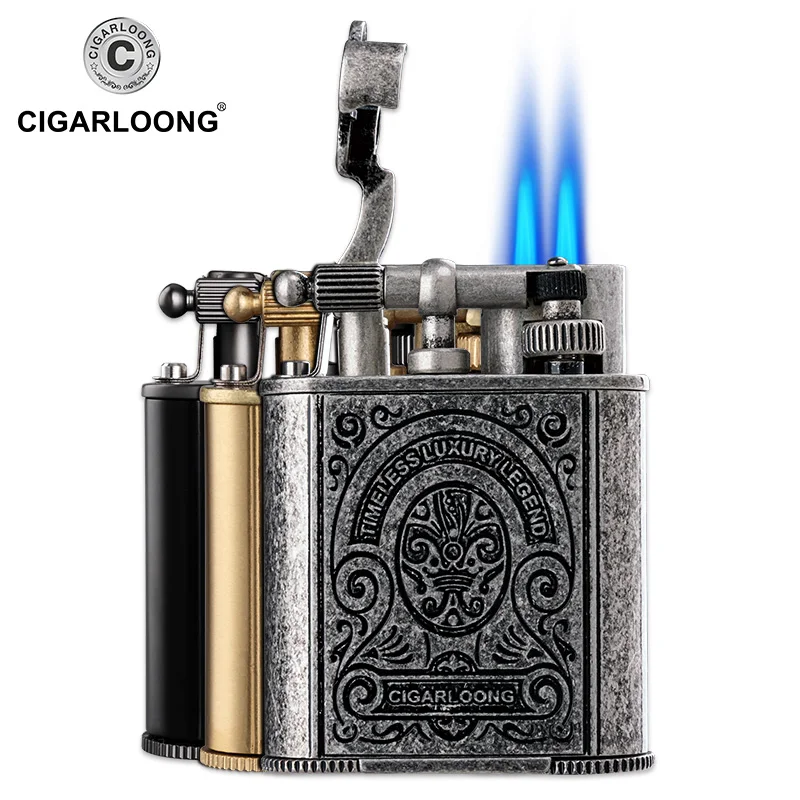 Cigar Lighter Set Windproof Straight vintage Cigarette Lighter with