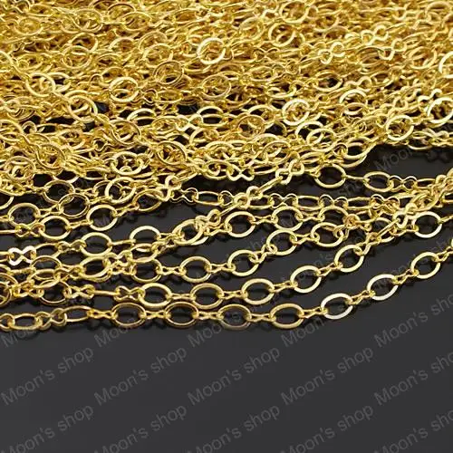 

Wholesale Width 4mm Gold color Copper 1:1 Link Chains Accessories 5 Meter (JM2686)