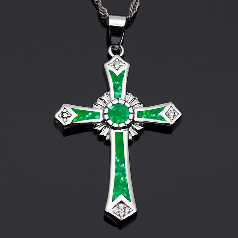 1 шт. модный синий опал крест кулон ожерелье для женщин подвеска в форме Креста ожерелье ювелирные изделия