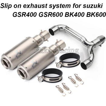 

Full system 2pcs Akrapovic Motorcycle Exhaust Muffler Escape moto + Mid link pipe slip-on For Suzuki GSR400 GSR600 BK400 BK600