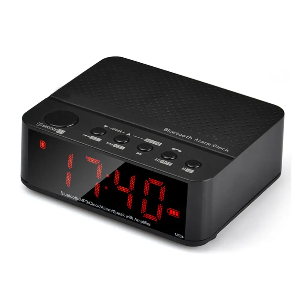  2017 Newest Wireless Mini Clock Alarm Bluetooth V2.1 Speaker Stereo Music with LED Time Display FM Radio TF Reader Wholesale 