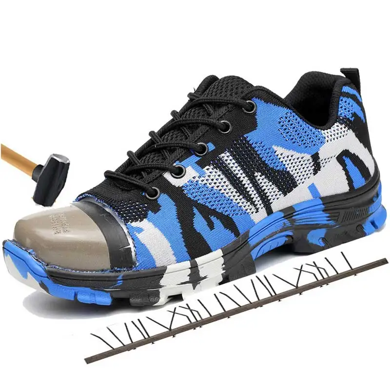 blue camo steel toe shoes