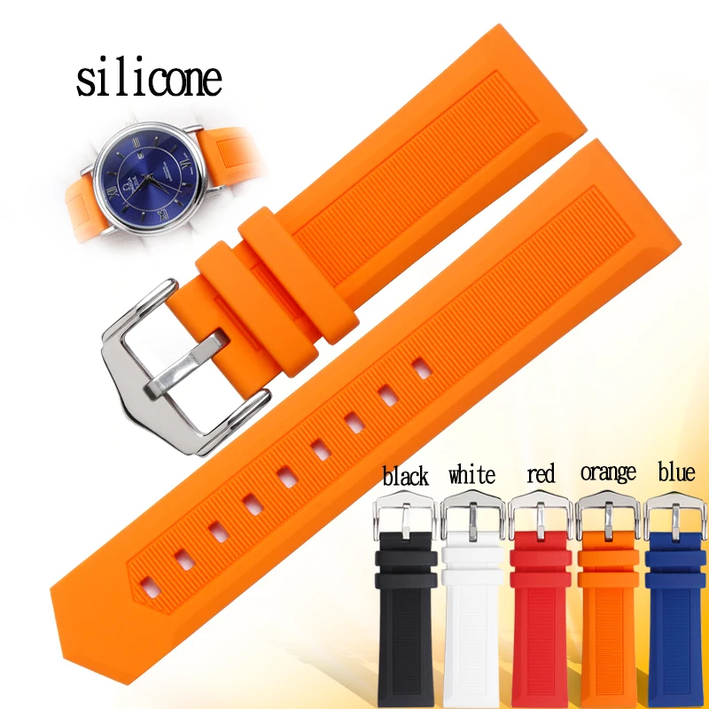 

Silicone strap 18mm 20mm 22mm 24watch accessories sports watch with silicone strap waterproof and comfortable pin buckle