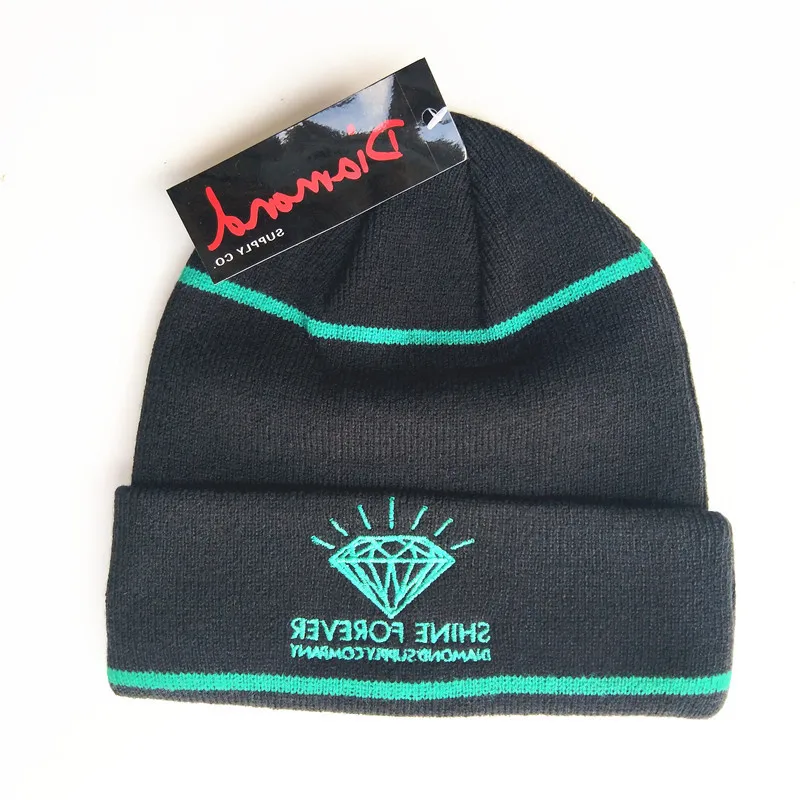 

New Diamond Skateboard Caps Cotton Knitted Hat Cool Hip Pop Cap Elastic Men Women Cool Street Style Headgear
