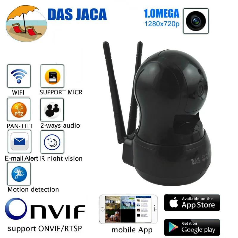 Беспроводная ip камера Das Jaca 1.0MP P2P PTZ купольная наблюдения 720P HD WIFI инфракрасная