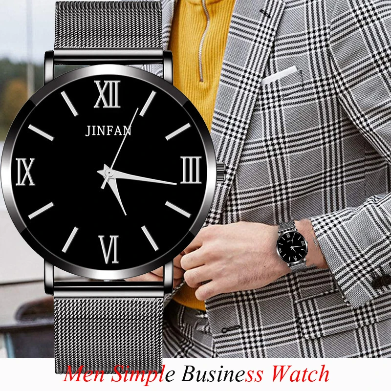 

Minimalism Mens Watches Simple Leisure Quartz WristWatch Mesh Strap Ultra Thin Dial Date Casual Clock Business Relogio Masculino