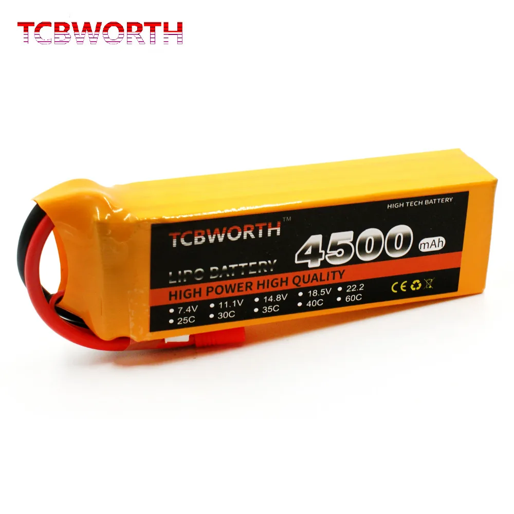 TCBWORTH 4S RC LiPo аккумулятор 14 8 в 4500 мАч 40C Burst 80C для радиоуправляемых самолетов