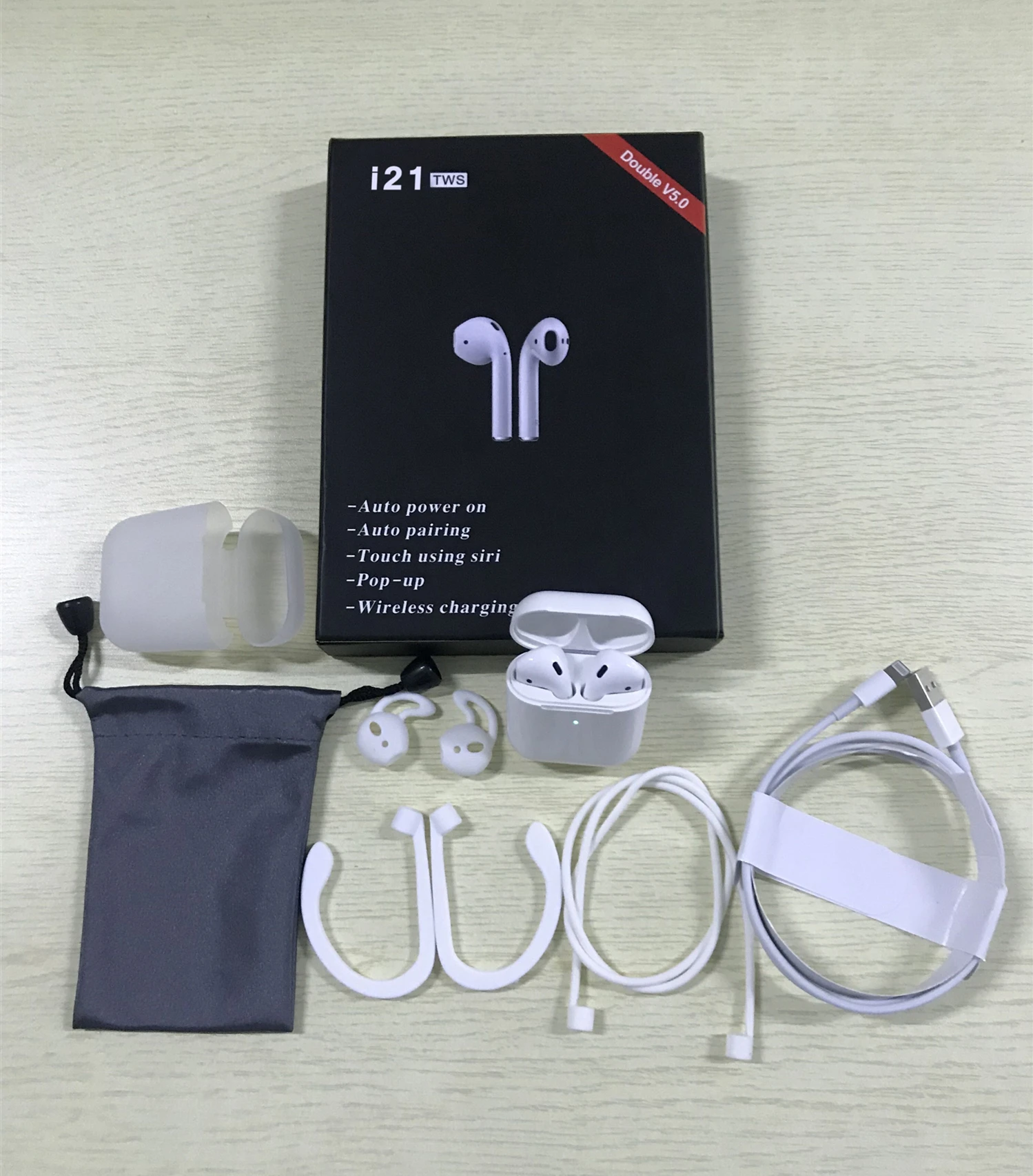 

1:1 AP2 pop function wireless charge New i21 TWS Bluetooth earphone Wireless PK w1 chip Earphone 1:1 size PK i10 i20 i13 i12
