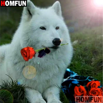 

HOMFUN Full Square/Round Drill 5D DIY Diamond Painting "Wolf flower" 3D Embroidery Cross Stitch 5D Decor Gift A14811