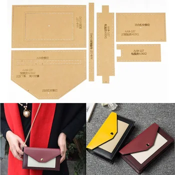 

1set DIY Leather Handmade Craft women handbag Shoulder bag Sewing Pattern Hard Kraft paper Stencil Template 190X110X35MM