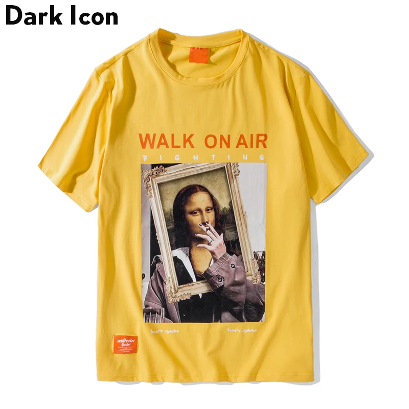 Мужские хипстерские футболки с принтом Dark Icon Walk on Air, мужские уличные футболки с круглым вырезом, хлопковые футболки с коротким рукавом, мужские топы