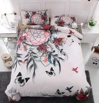 

Bohemian Feather Printing Duvet Cover Set Single Double Queen King 2/3pcs Bedclothes Bed Linen Dream catcher Bedding Sets