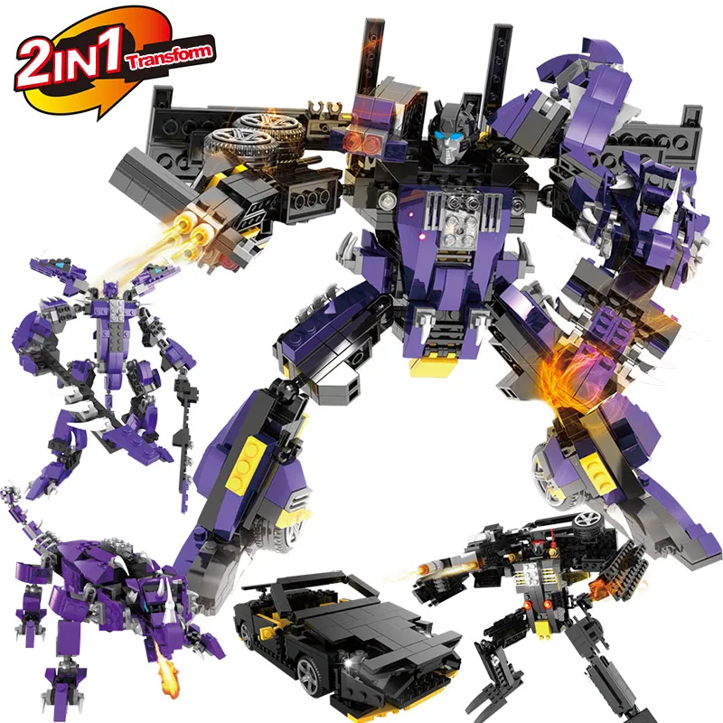 

2 In 1 Deformation Robot Car And Rhino LegoINGLYs Building Blocks Toys Transformation Action Figures For Children Blocks