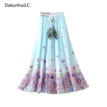 Falda de gasa para Mujer de 90CM de largo estilo bohemio Harajuku falda Casual de verano Saia ropa de playa de Mujer ropa de moda Vintage