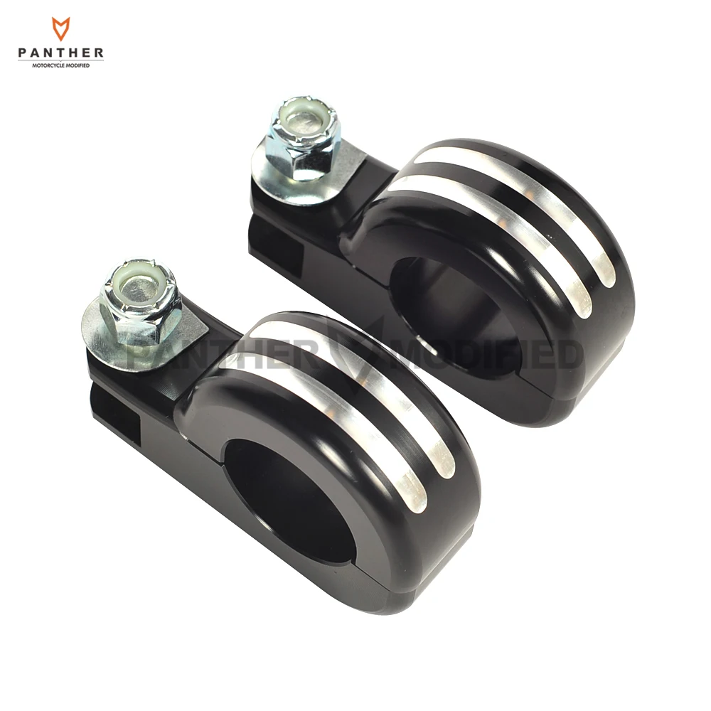 

1 1/4" Black Clamp Edge Cut Motorcycle Foot Peg Mount Kit Case for Harley Davidson Engine Bar Highway