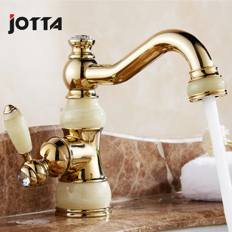 Copper jade faucet rotating water European basin art basin hot and cold water faucet Copper jade faucet rotating water European basin art basin hot and cold water faucet