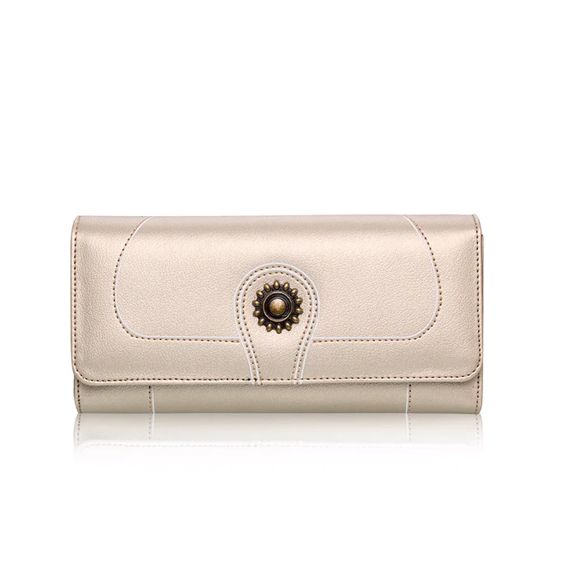 

High quality Chinese style Genuine Leather Vintage female purse name brand fashion pattern Clutch Wallet women free shipping