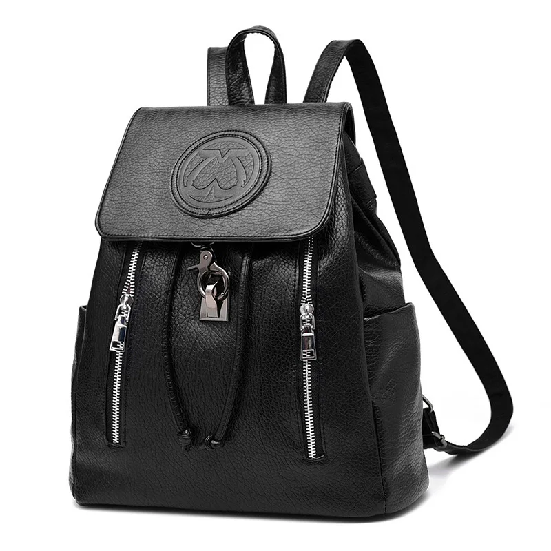 Vintage Pu Leather backpacks Women s backpack school bag drawstring zipper back pack Fashion 2017 bagpack